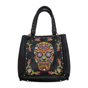 Montana West Colorful Embroidered Sugar Skull Day of the Dead Bag READ INFO
